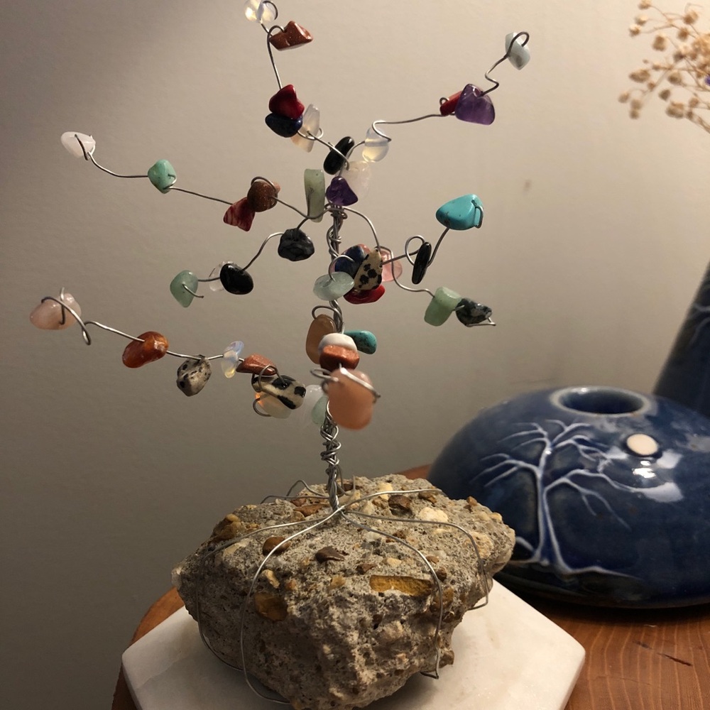 Wire Gemstone Tree Sculpture